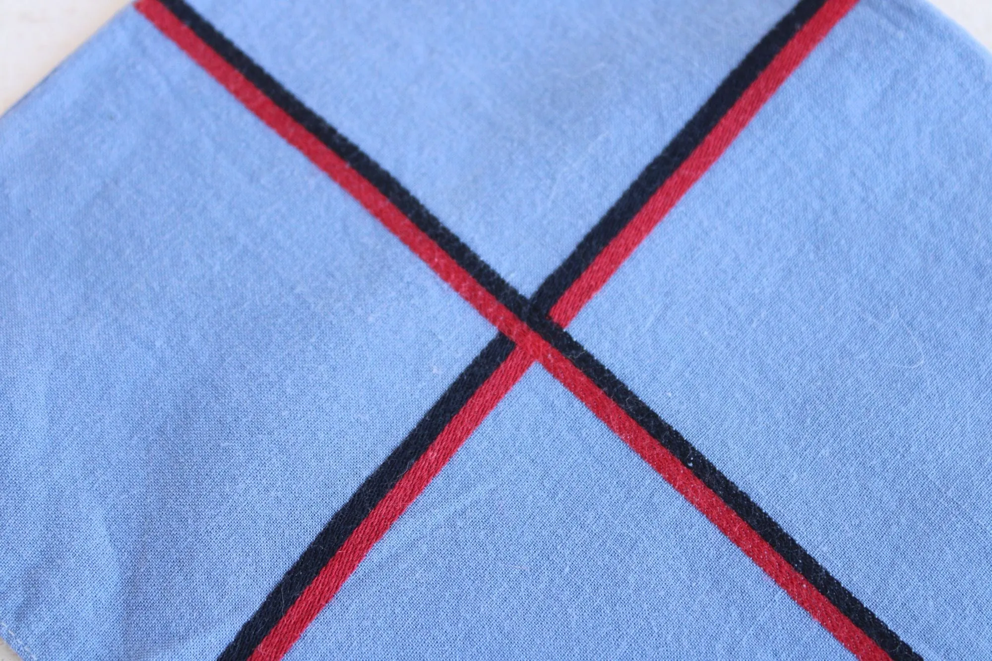 Vintage Cotton Windowpane Check Blue Hankie