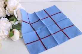 Vintage Cotton Windowpane Check Blue Hankie