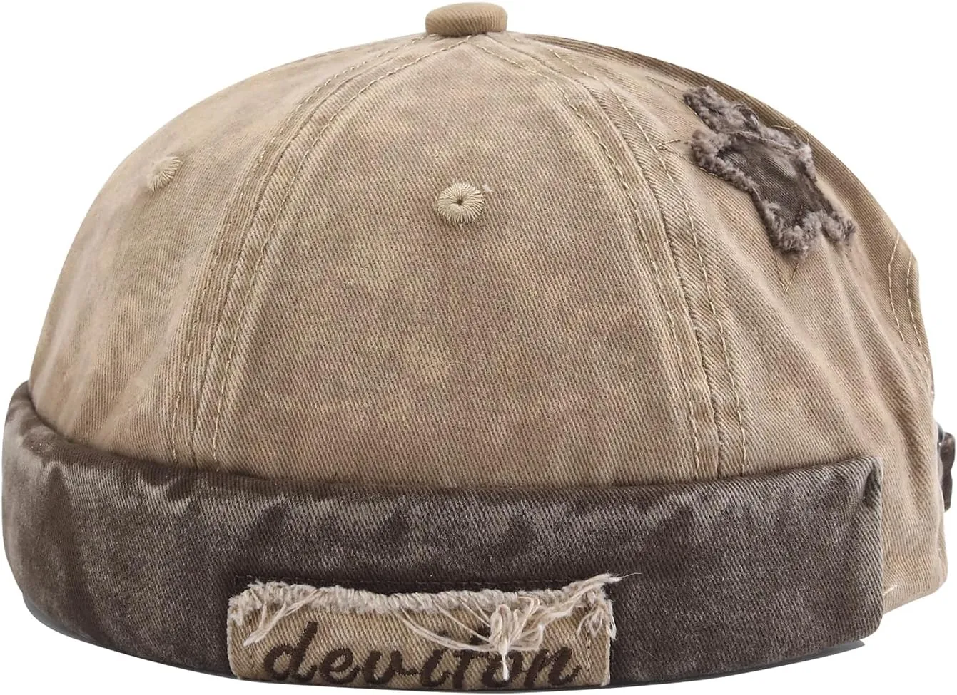 Washed Cotton Brimless Distressed Docker Cap Adjustable Street Casual Sailor Cap Skullcap Beanie Hat Landlord Hats