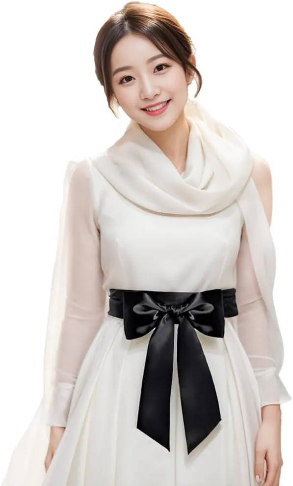 Women Wedding Satin Sash Belt 4'' Wide Double Side Chiffon Sash Bridal Waist Belts