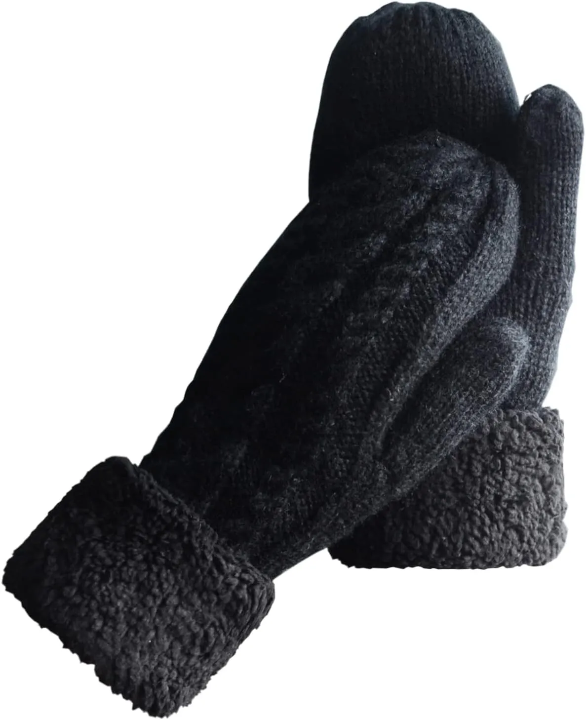 Women's Winter Gloves Warm Lining - Cozy Wool Knit Thick Gloves Mittens