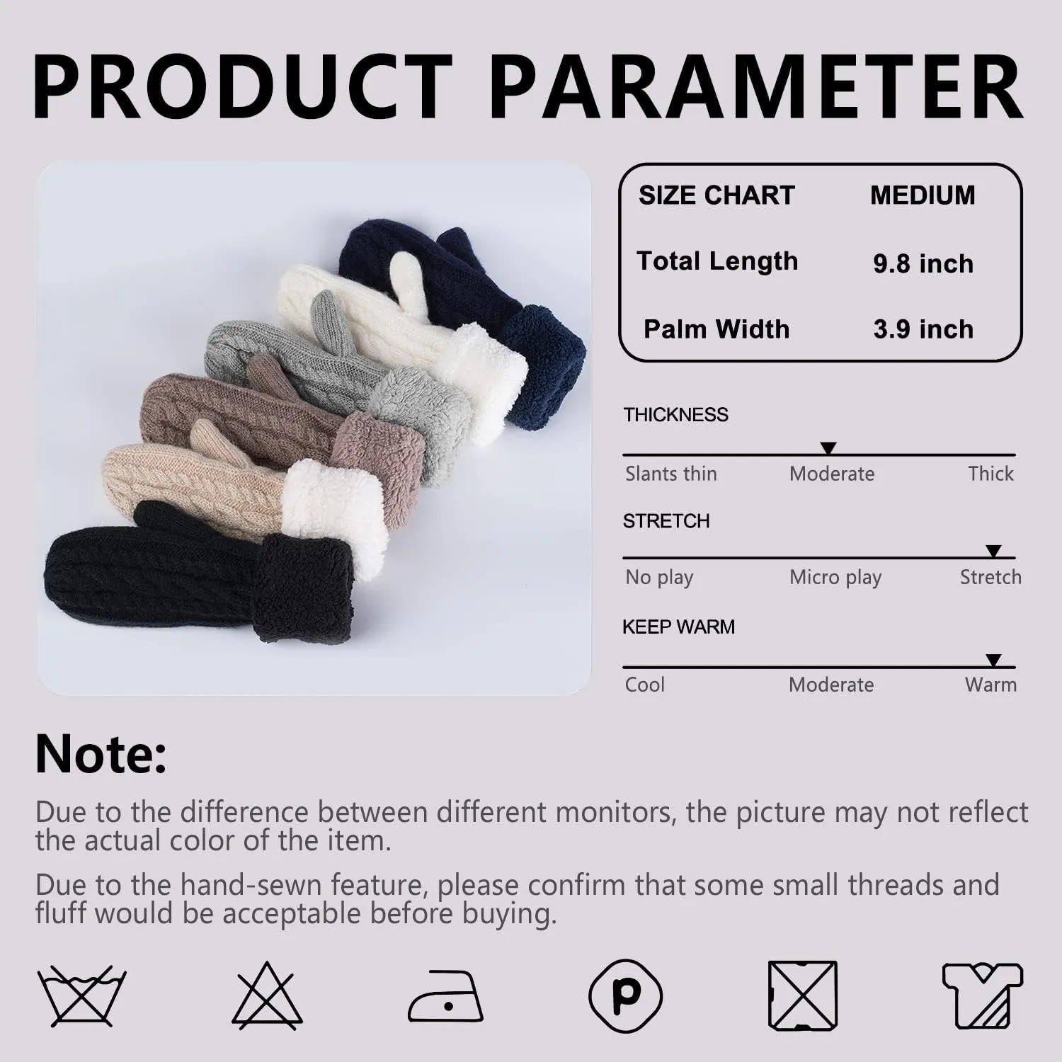 Women's Winter Gloves Warm Lining - Cozy Wool Knit Thick Gloves Mittens