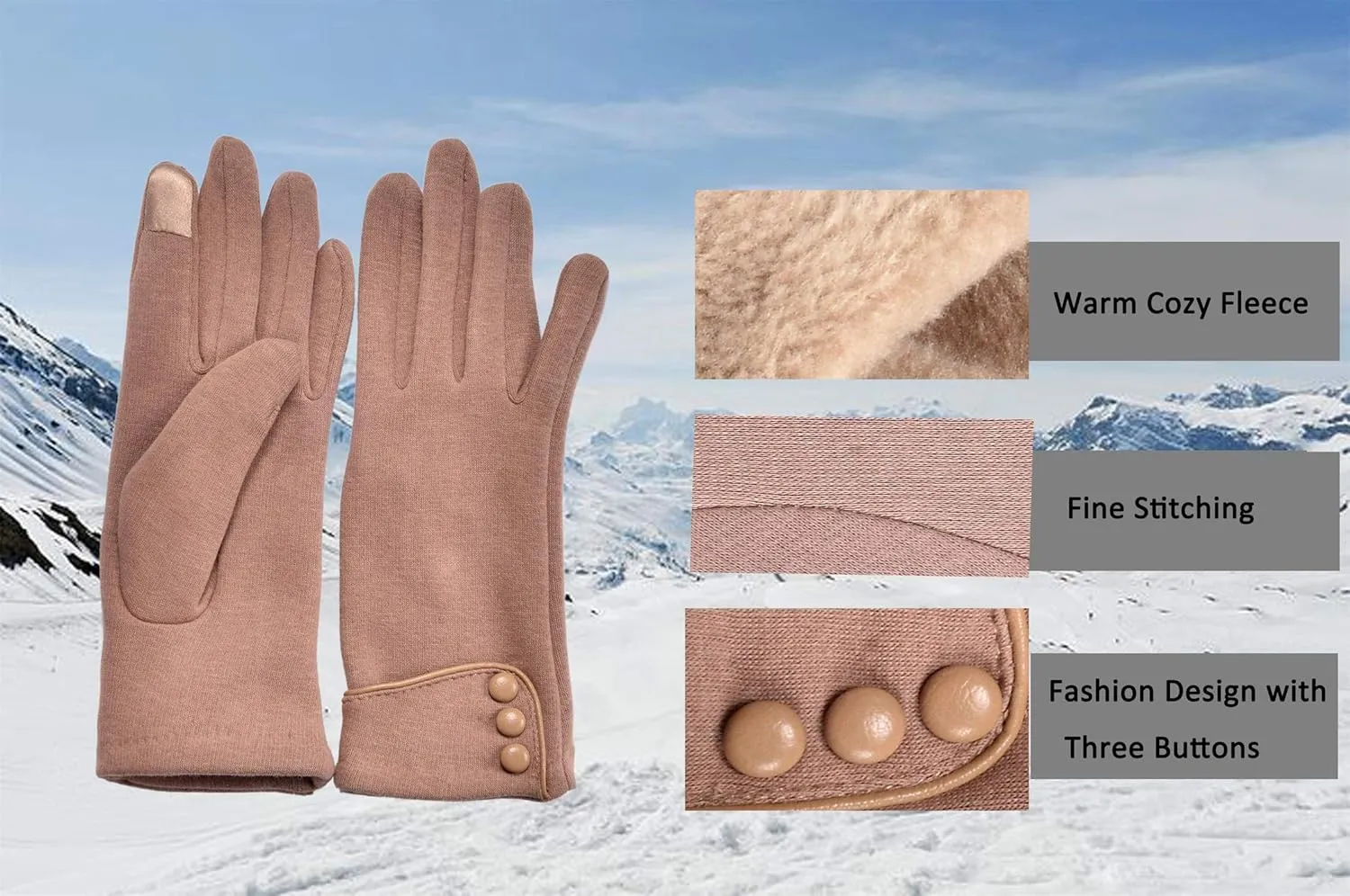 woogwin Womens Winter Gloves Touch Screen Warm Fleece Lined Thick Thermal Windproof Ladies Snow Gloves for Cold Weather