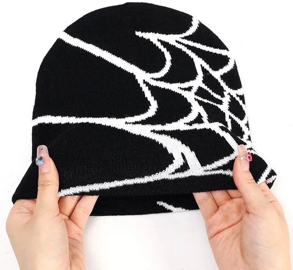 Y2k Spider Beanie Hat Wool Acrylic Knit Skull Cap Winter Warm Streetwear MEA Design Hats for Women Man Teenagers