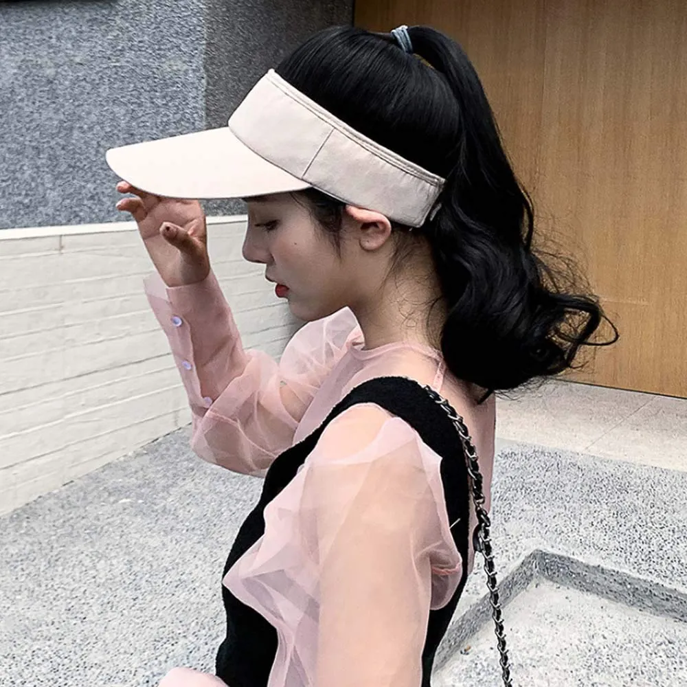 YEKEYI Outdoor Hat Wig Hat with Hair Ponytail Wig Baseball Cap with Hair Brown Black Wavy Women Wig Hats