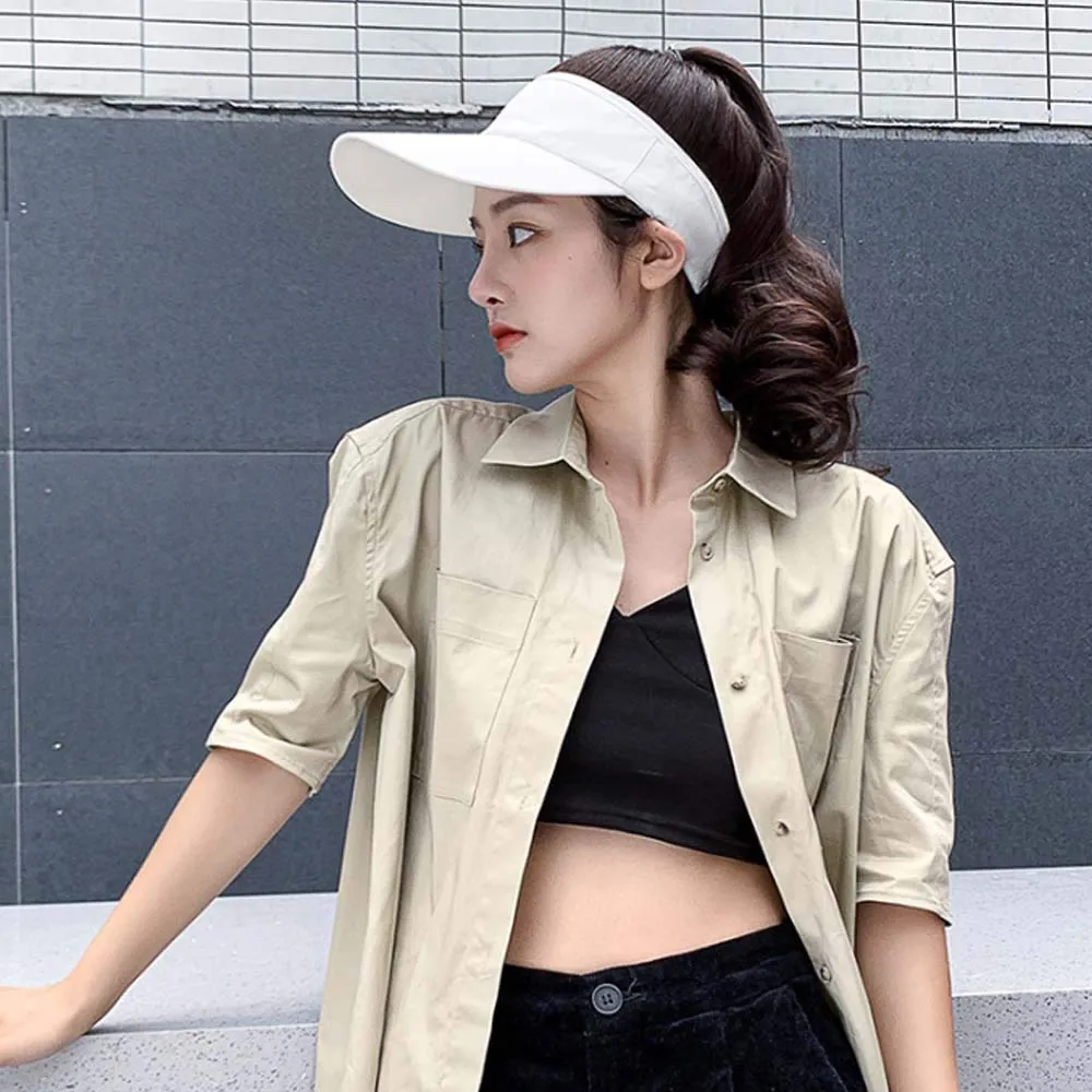 YEKEYI Outdoor Hat Wig Hat with Hair Ponytail Wig Baseball Cap with Hair Brown Black Wavy Women Wig Hats