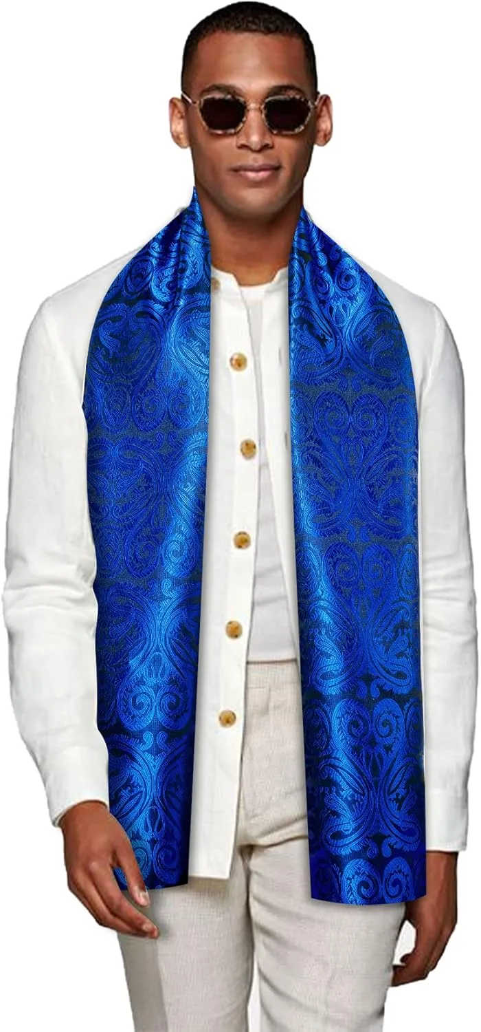 YOHOWA Mens/Womens Lightweight Silk Scarf Fashion Print Paisley Scarves Neckerchief Shawl Autumn Winter 63"x20"